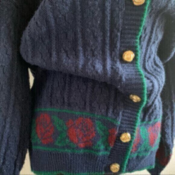 Lauren Ralph Lauren Rare Vintage Cable Cardigan Sweater With Gold Buttons - Picture 10 of 17